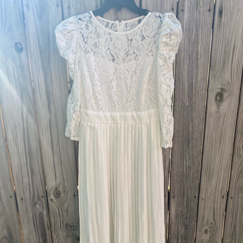 Long white lace dress